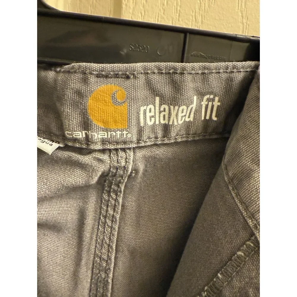 Carhartt Men's 40x30 Gray Relaxed Fit Rugged Flex Canvas‎ Work Pants Jeans